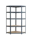 Regał metalowy narożny wciskany 180x90x90x40 175kg grafitowy HDF - front