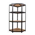 Regał metalowy narożny wciskany R175 179x80x80x40 175kg czarny HDF - front