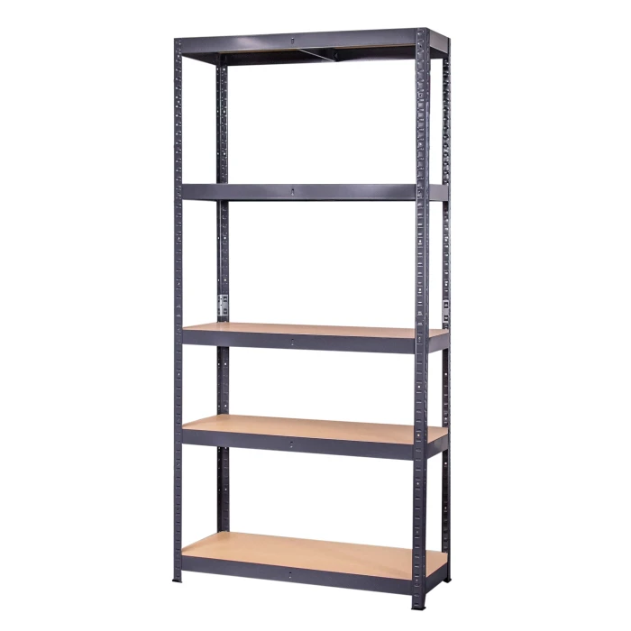 Regał metalowy wciskany 180x100x30 175kg grafitowy HDF - skos